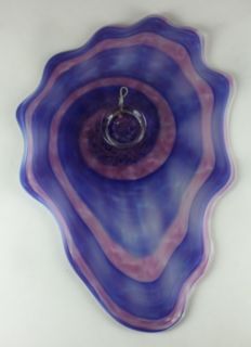 Holdman Studios Hand Blown Art Glass Platter in Purple and Blue 2608