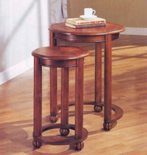 Dark Cherry Nesting Table Wooden Coffee Wood End Tables