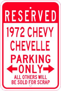 1972 72 Chevy Chevelle Parking Sign