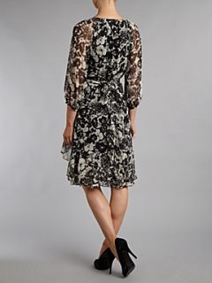 Lauren by Ralph Lauren Korinne printed silk wrap dress Black & Ivory   
