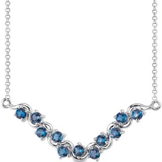 25 cts Round London Blue Topaz Gemstone Pendant Necklace in Sterling