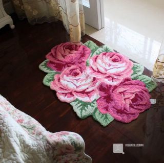 Rose Bath Bathroom Bedroom Living Floor Door Mat Rug k Style 70x110cm