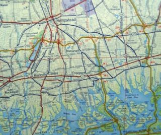 FLYING A TYDOL OIL NEW YORK CITY & LONG ISLAND HIGHWAY ROAD MAP 1956