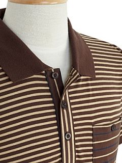 Peter Werth Creasy mixed stripe polo shirt Chocolate   