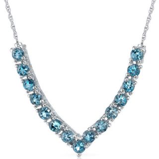 00 cts Round London Blue Topaz Gemstone Pendant Necklace in Sterling