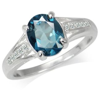 23ct Natural London Blue White Topaz 925 Sterling Silver Ring