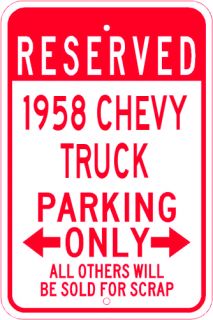 1958 58 Chevy Truck Parking Sign