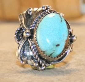 Sterling Silver Lone Mountain Turquoise Ring Size 6