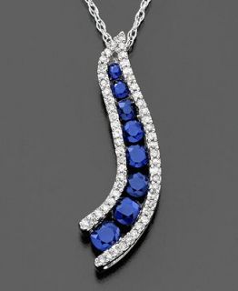 14k White Gold Pendant, Sapphire (9/10 ct. t.w.) and Diamond (1/6 ct