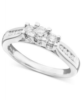White Gold Diamond Ring, 14k White Gold Three Stone Diamond (1/2 ct. t