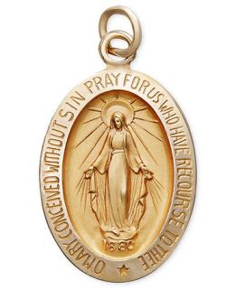 14k Gold Pendant, Oval Miraculous Medal Pendant   Necklaces   Jewelry