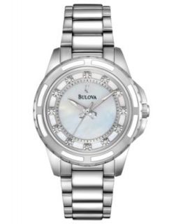 Bulova Watch, Womens Diamond Accent Stainless Steel Bracelet 32mm
