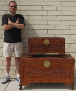 HAND CRAFTED TEAK WOOD CHINESE DOUBLE HAPPINESS SMALL CHEST STACKABLE