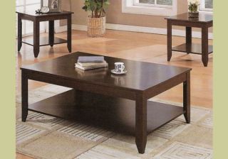 Cappuccino Wood Coffee Table Set Wooden End Tables New