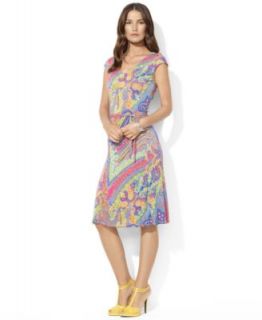 Lauren Ralph Lauren Dress, Cap Sleeve Floral Print A Line   Womens