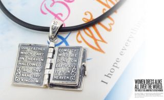 Silver Sterling Loose Leaf Holy Bible Book Pendant NECKLACE16