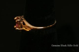 Genuine Black Hills Gold 10KT Citrine Ring 12 KT Leaves Size 6 New 55