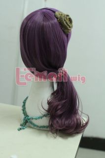 55cm Long Charm Zipper Lolita Mix Purple Anime Cosplay hair + wig Cap
