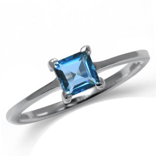 Natural London Blue Topaz 925 Sterling Silver Solitaire Ring Size Sz 7