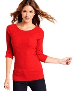 Its Our Time Juniors Sweater, Three Quarter Sleeve Ribbed Boat Neck