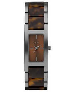 DKNY Watch, Womens Brown Plastic Tortoise and Gunmetal Ion Plated