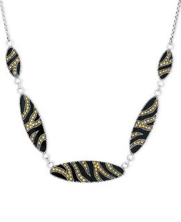 , Gold Marcasite and Onyx (19 ct. t.w.) Animal Print Oval Necklace