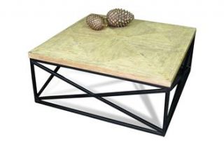 Longmire Parquet Contemporary Weathered Wood Coffee Table