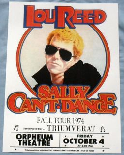 Lou Reed Concert Poster Boston Sally CanT Dance Tour Triumverat