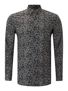 Paul Smith London Long sleeved floral print slim fit shirt Black   
