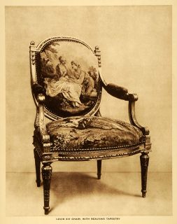1913 Antique Louis XVI Seize Chair Beauvais Tapestry Furniture Thomas