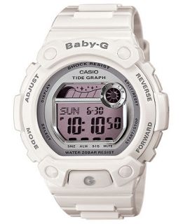 Baby G Watch, Womens Digital Tide Graph White Resin Strap 42x45mm