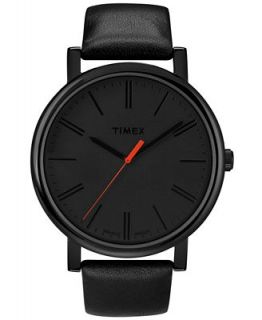 Timex Watch, Womens Originals Easy Reader Black Leather Strap 42mm