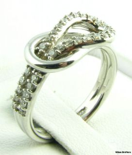 4ctw Genuine Diamond Love Knot Ring 14k White Gold Round Cut SI G H