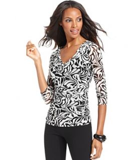 top long sleeve exotic print sheer shirt reg $ 59 50 sale $ 43 99