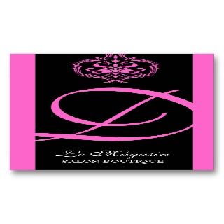 311 Dahlia Damask Monogram Pink Business Card Templates
