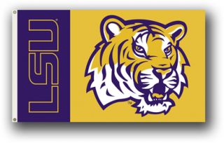 LSU Louisiana Tigers Tiger Head Flag Premium 3x5 Banner Pennant