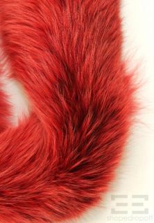Louis Feraud Red Fox Fur Long Scarf Wrap New w Tags