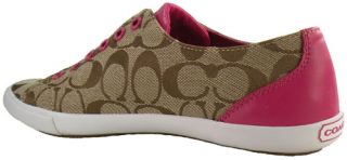New Coach Lucey Signature Women Shoe Size US 8 Khaki Dark Pink