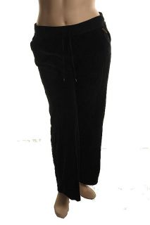 New Black Velour Drawstring Sweatpants Lounge Pants XL BHFO