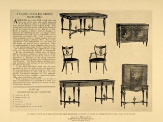 1921 Print Johnson Furniture Louis XVI Dining Room Original Historic