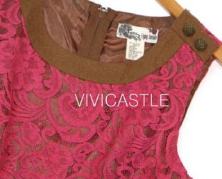 Lovely Magenta Camel Lace Wool Blend People Dress w Free Anthropologie