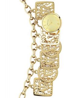 Anne Klein Watch, Womens Gold Tone Charm Bracelet 28mm AK 1084CHRM