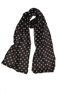 This scarf is chiffon in black with white spots. This vintage style