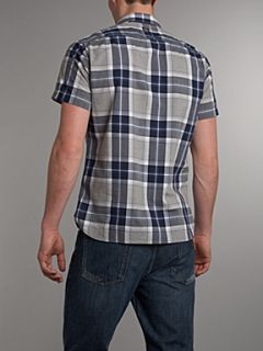 Duck and Cover Short sleeved western check shirt Navy   