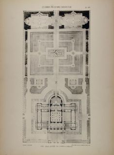 1902 Print 1885 Albert Louvet Architecture Floor Plan Original