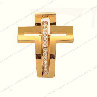Roger Dubuis 18K Rose Gold Diamond Curved Crucifix Ring