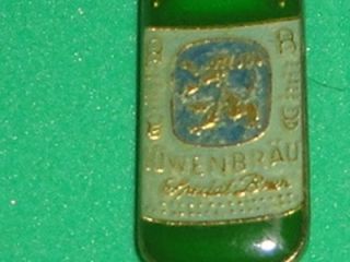 Lowenbrau Beer Bottle Hat Pin Enamel Metal Vintage 80s