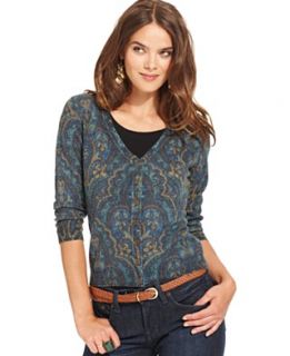Lucky Brand Jeans Top, Long Sleeve Scoop Neck Ombre Wool Blend Top