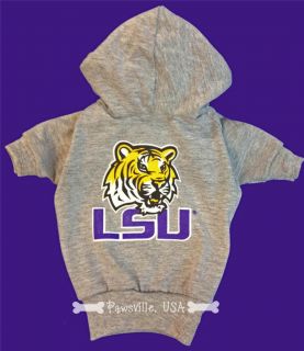 LSU Tiger Dog Hoodie New NCAA Hooded Tee Pet Sports Apparel All Sizes
