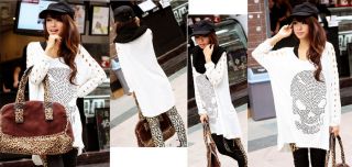 Post Drilling Skull Hollow Sleeve Loose T Shirt Blouse Top LVY